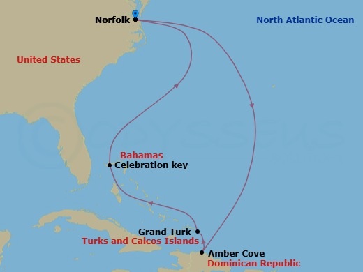 8-Day Eastern Caribbean Route Map