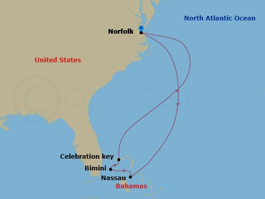 6-Day Bahamas Route Map