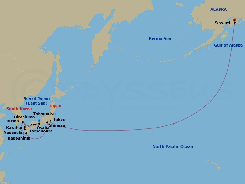 Star Collector: Japan And North Pacific Crossing Route Map