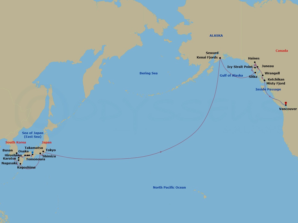 Star Collector: Alaskan Adventures & Wonders Of Japan Route Map