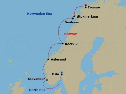The North Cape Line - North Route Map