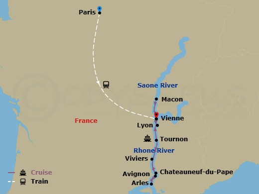 South Of France With Highlights Of Paris Route Map
