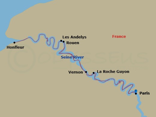 Sensations Of The Seine & Normandy Route Map