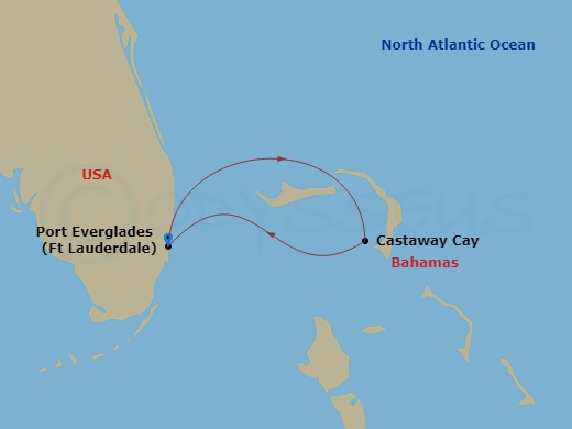 3-Night Bahamian Cruise From Fort Lauderdale Route Map