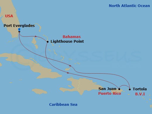 7-Night Eastern Caribbean Cruise From Fort Lauderdale Route Map