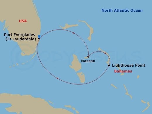 4-Night Bahamian Cruise From Fort Lauderdale Route Map