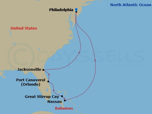 Bahamas -Philadelphia Route Map