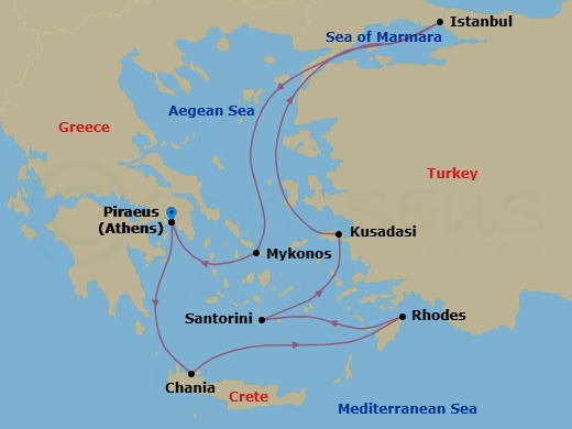Greece & Turkey With Mykonos Overnight Route Map