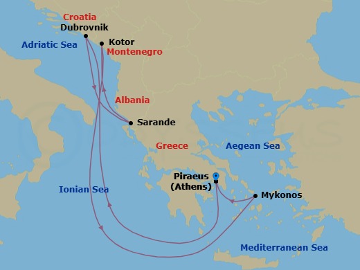 The Adriatic, Albania & Greece Route Map