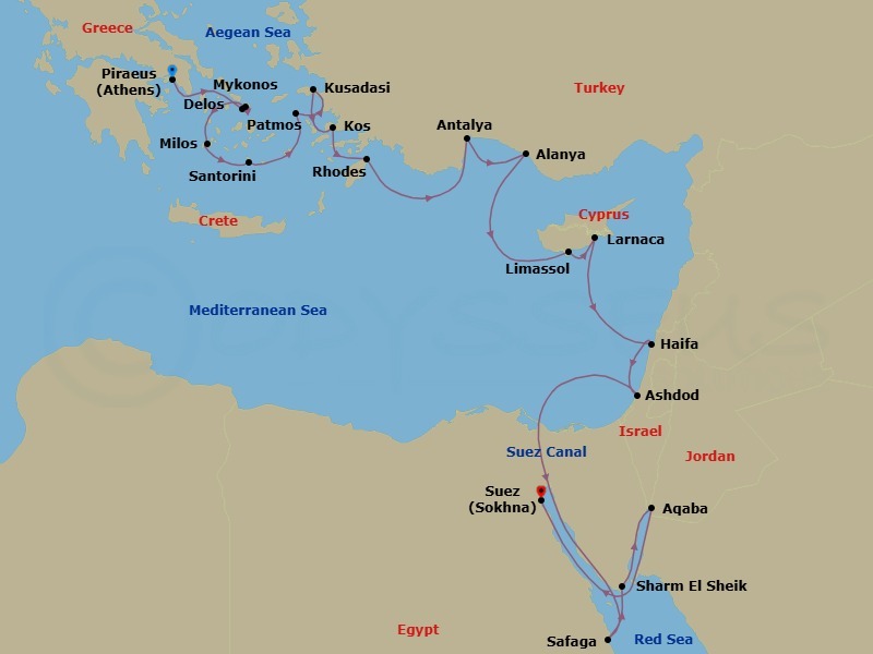 Discover Ancient Worlds: The Mediterranean & Red Sea Route Map