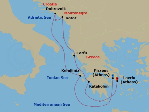 Heavenly Greece And Croatia - 6Nights Route Map