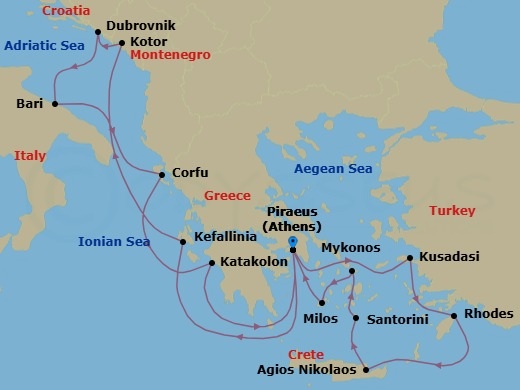 Mediterranean Icons(West To East) Route Map