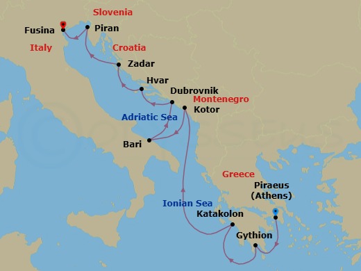 Athens To Fusina Route Map