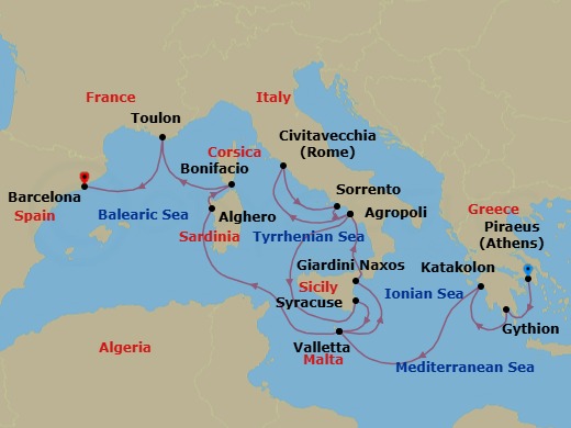 16 Night Europe Voyage Route Map