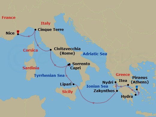 Athens To Nice Route Map