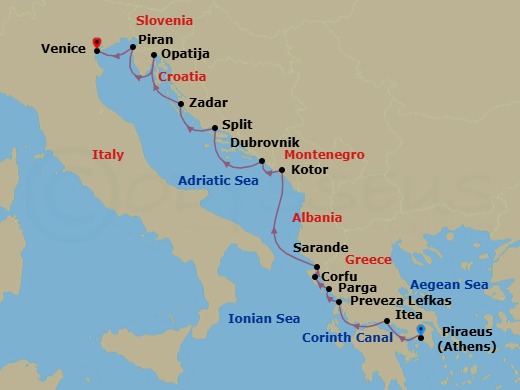 Discover The Mediterranean From Athens To Venice Route Map