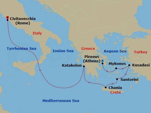 7 Night Best Of Greece Cruise Route Map