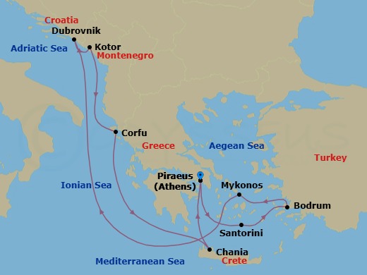 Greek Isles & The Adriatic Route Map