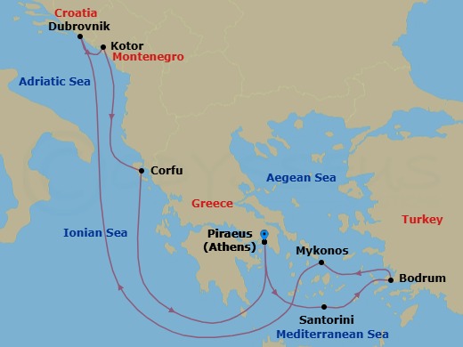 Greek Isles & The Adriatic Route Map