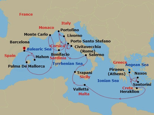 19 Night Europe Voyage Route Map