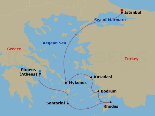 7 Night Greek Isles & Turkey Cruise Route Map