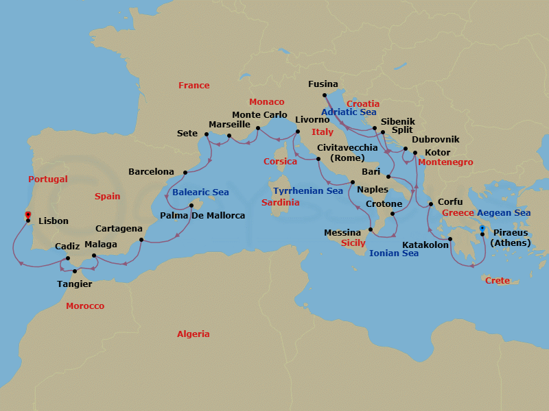 Mediterranean Explorer Route Map