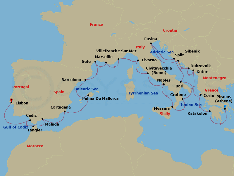 Mediterranean Explorer Route Map
