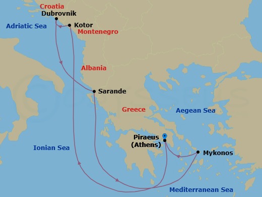 The Adriatic, Albania & Greece Route Map