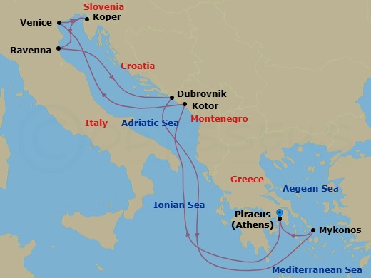 The Adriatic, Italy & Greece Route Map