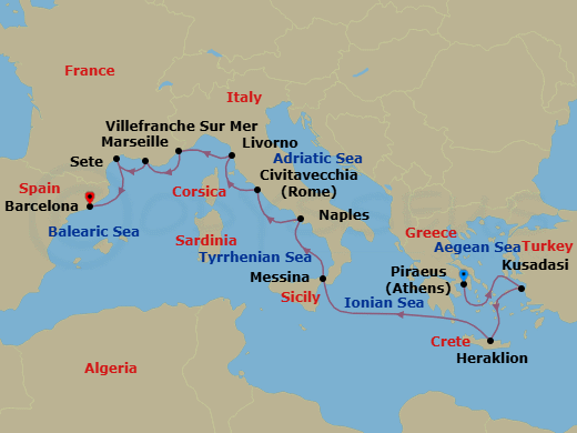 Mediterranean Antiquities Route Map