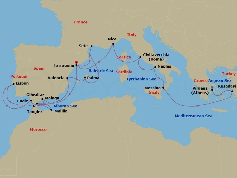 Grand Mediterranean Discovery – Featuring Melilla Route Map