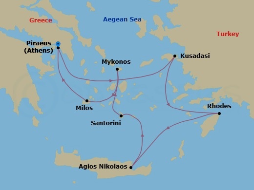 Idyllic Greece -7Nights Route Map