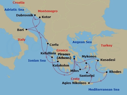 Mediterranean Icons(East To West) Route Map