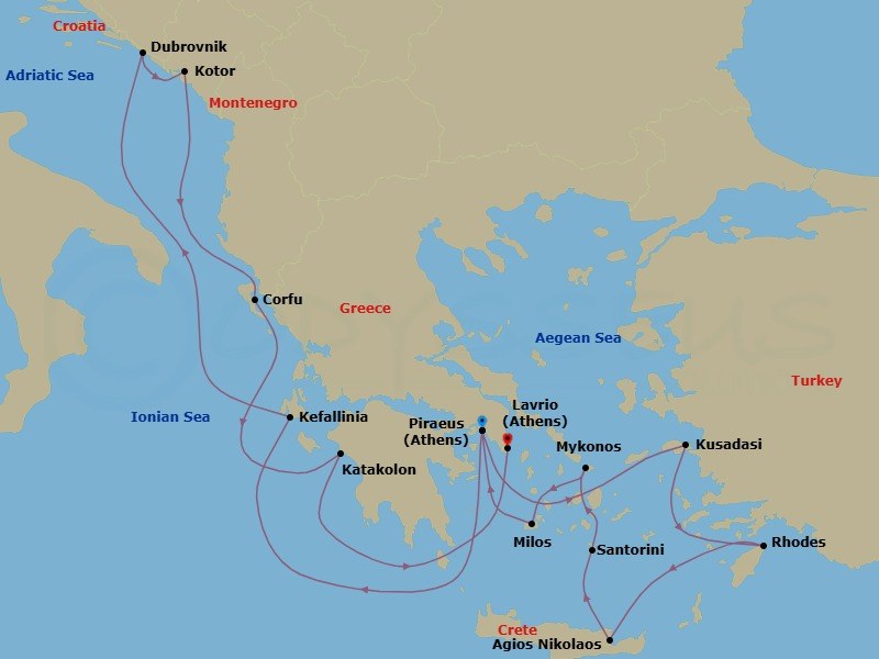 Mediterranean Icons(East To West) Route Map