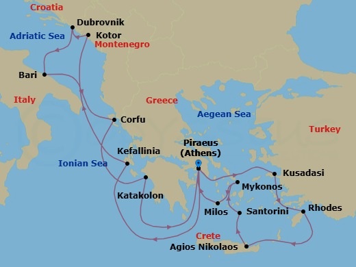 Mediterranean Icons(East To West) Route Map