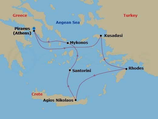 Idyllic Greece -7Nights Route Map