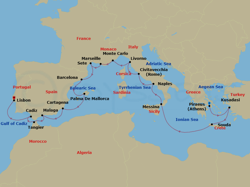 Iberia & Mediterranean Antiquities Route Map