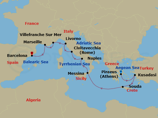 Mediterranean Antiquities Route Map
