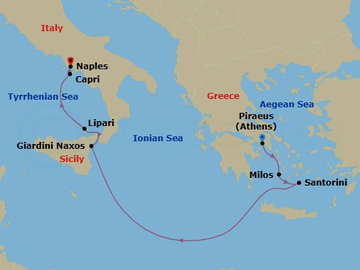 Athens To Naples Route Map