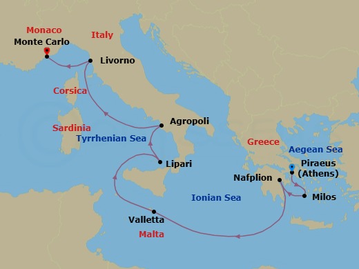 Athens To Monte Carlo Route Map