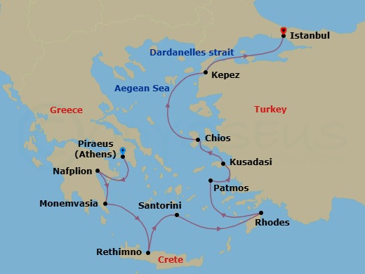 Aegean Odyssey: Athens To Istanbul Route Map
