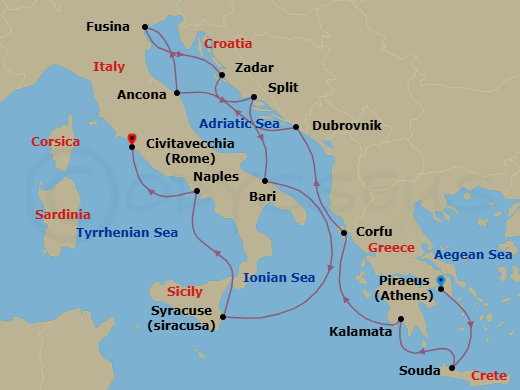 Mediterranean & Adriatic Odyssey Route Map