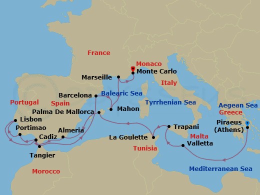 Mediterranean Explorer Route Map