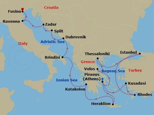 22 Night Europe Voyage Route Map