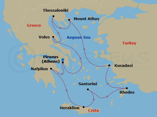 Greek Odyssey Route Map