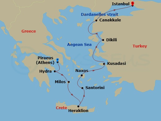 Ancient Empires: Athens To Istanbul Loyalty Departure Route Map