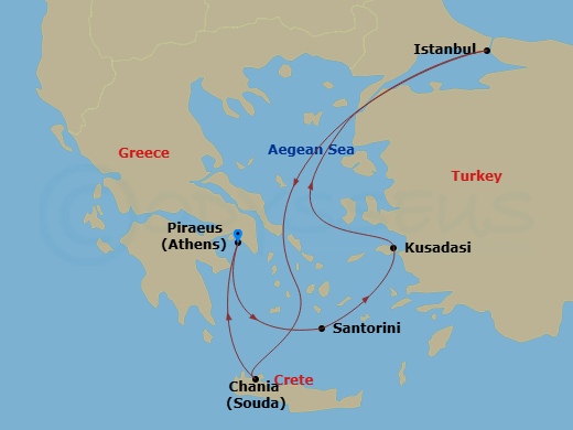 7 Night Best Of Greece & Turkey Cruise Route Map