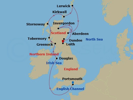 Scotland Intensive Cruise: Glasgow, Stornoway & Edinburgh Route Map