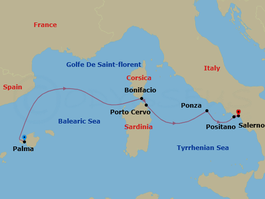 Spain To Italy: From The Balearics To The Italian Shores Route Map