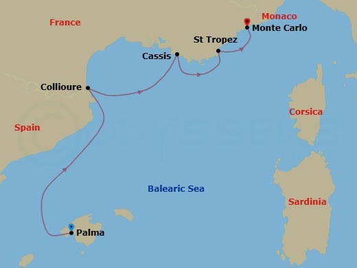 Spain To Monaco: Riviera Shores? Route Map